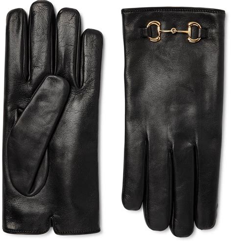 gucci leather and cashmere gloves|Gucci horse bit gloves.